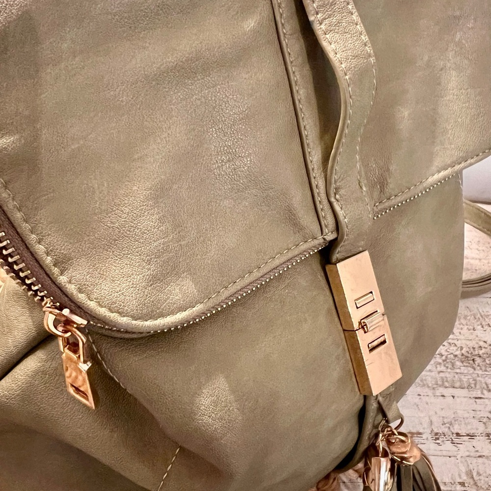 Miztique Olive Green Italian Leather Backpack - Picture 9 of 10
